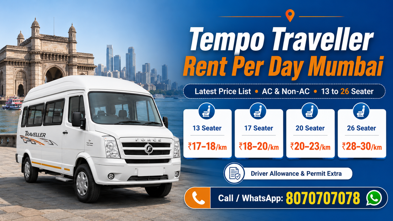 tempo traveller rent per day mumbai